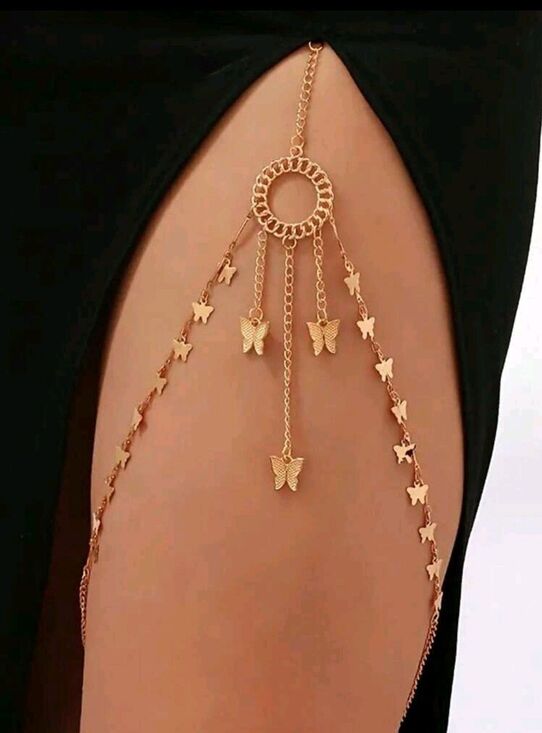 Unbranded Other - Thigh Black Chain Garter Belt "Flutter Butterfly" Wedding  Prom Accessory